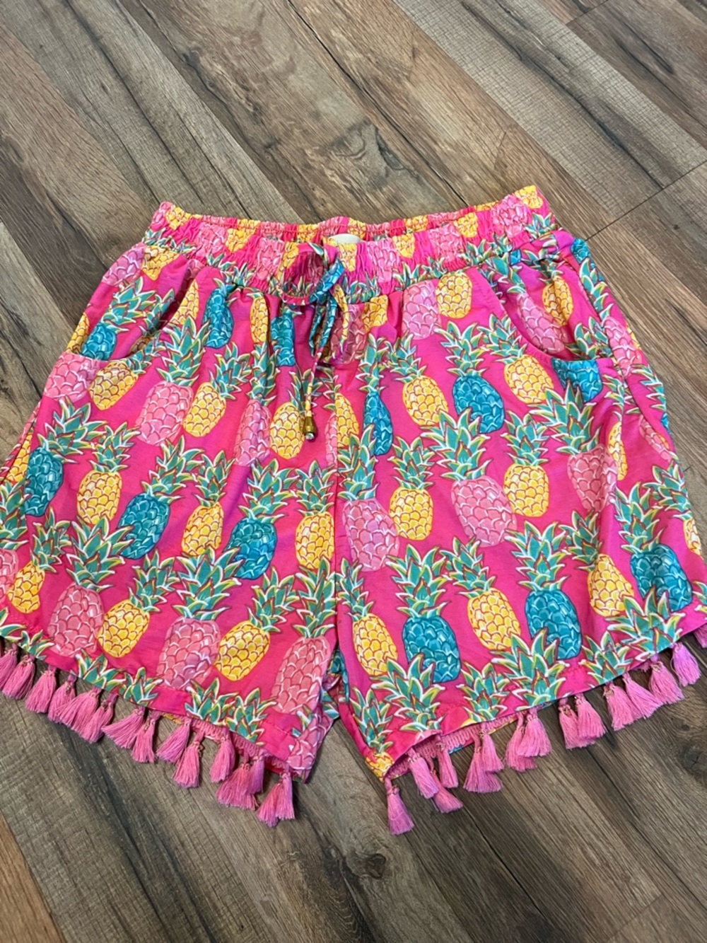 Simply Southern Pink Pineapple Tassel Shorts